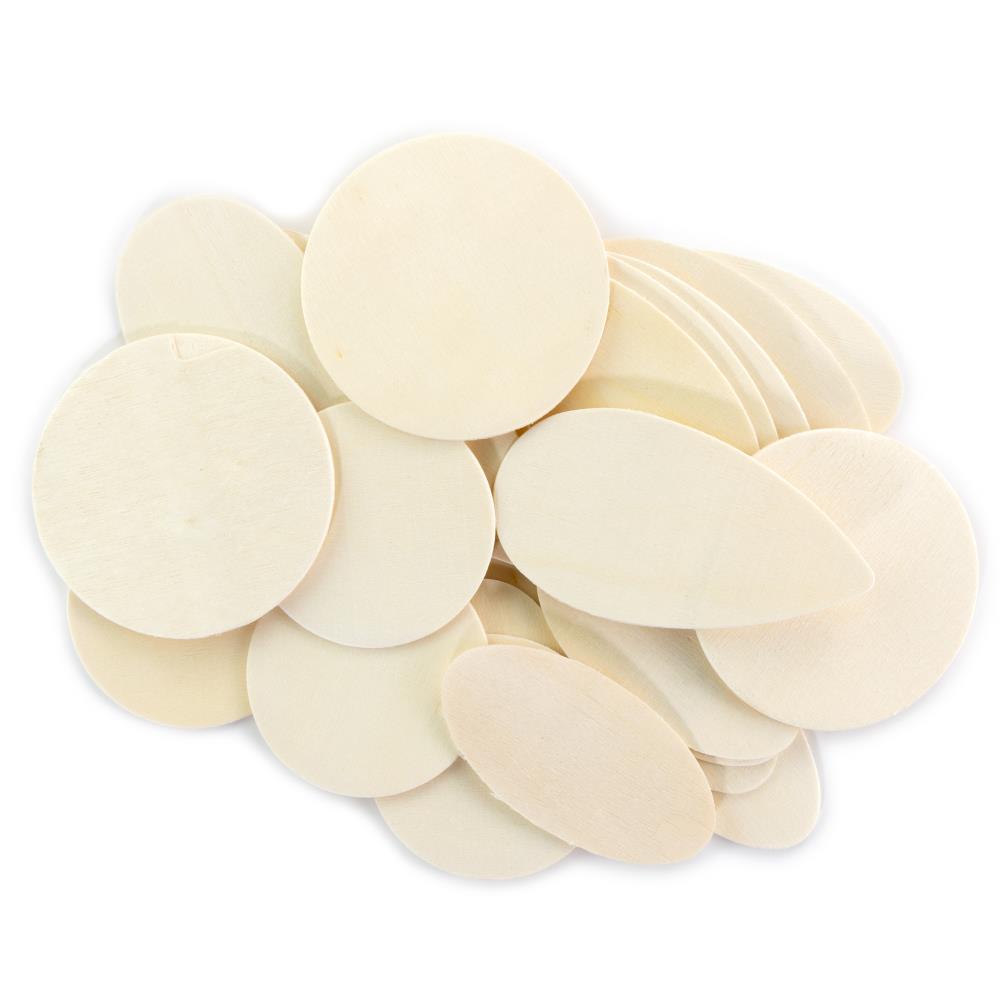 CousinDIY Unfinished Wood Shapes 30 Pack - Assorted Shapes
