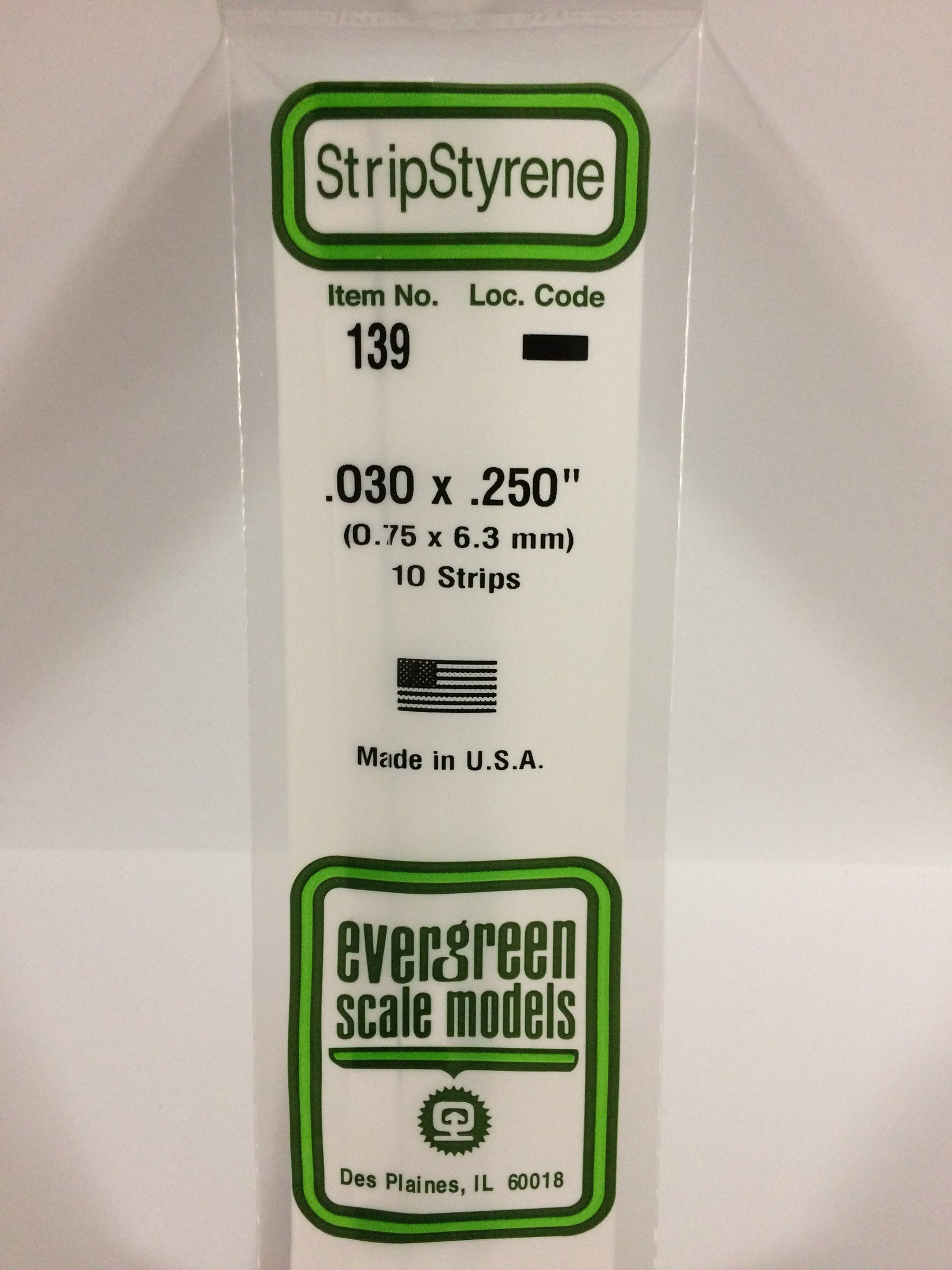 Evergreen Scale Models 139 - .030 X .250" X 14" Strips (10)