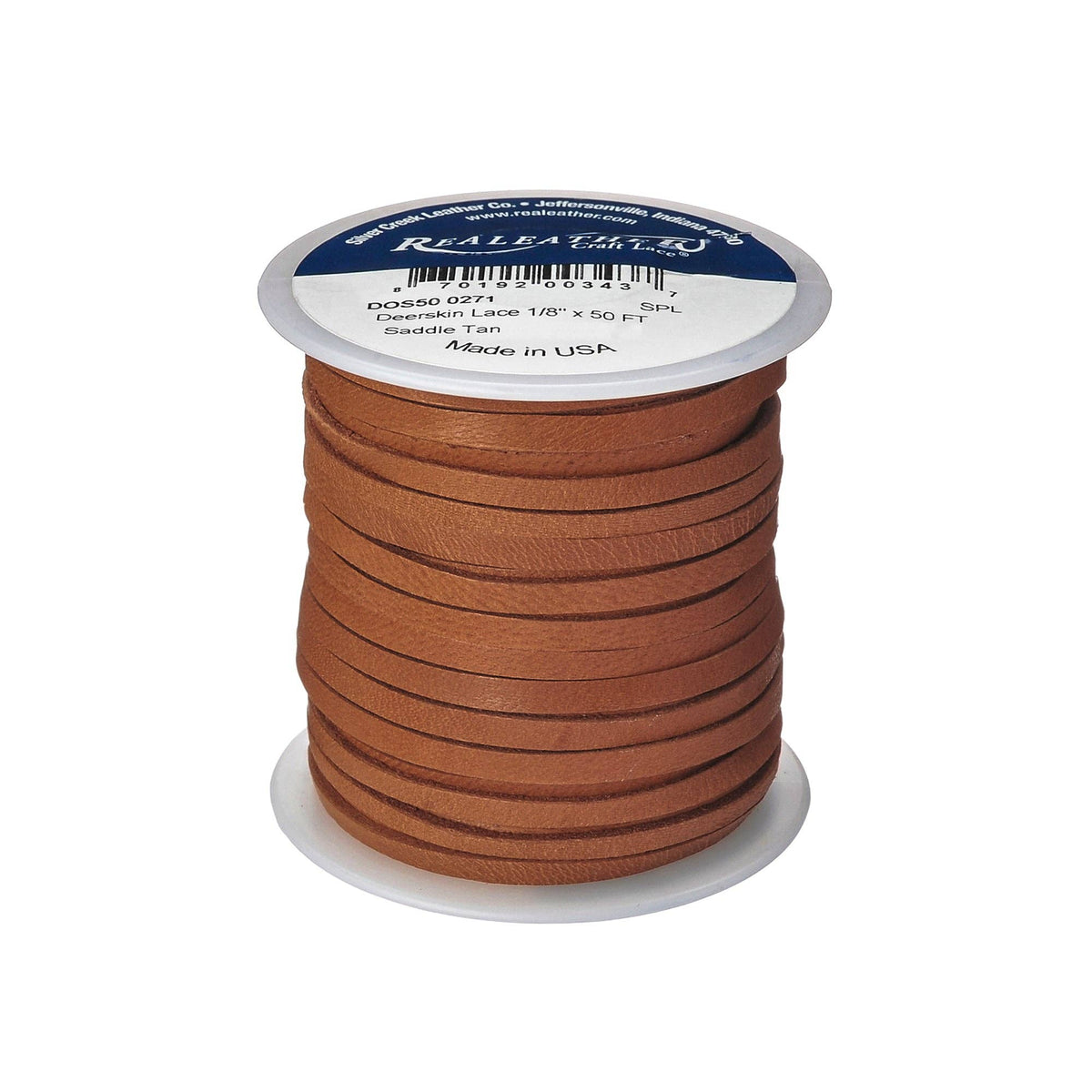 Realeather - 1/8" Deerskin Lace, 50 ft - Saddle Tan