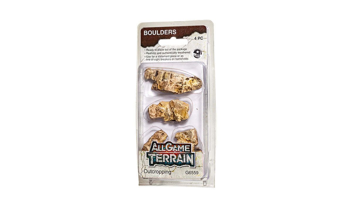 All Game Terrain - Outcropping Boulders - 4 pack - The Merri Artist - merriartist.com