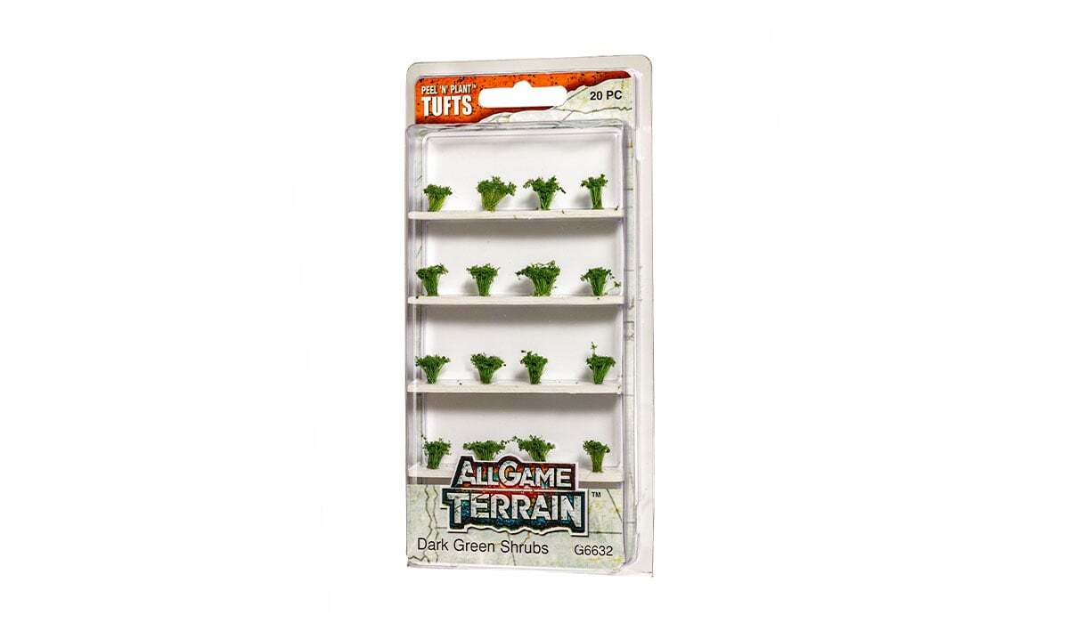 All Game Terrain - Peel 'n' Plant Tufts - Dark Green Shrubs - The Merri Artist - merriartist.com