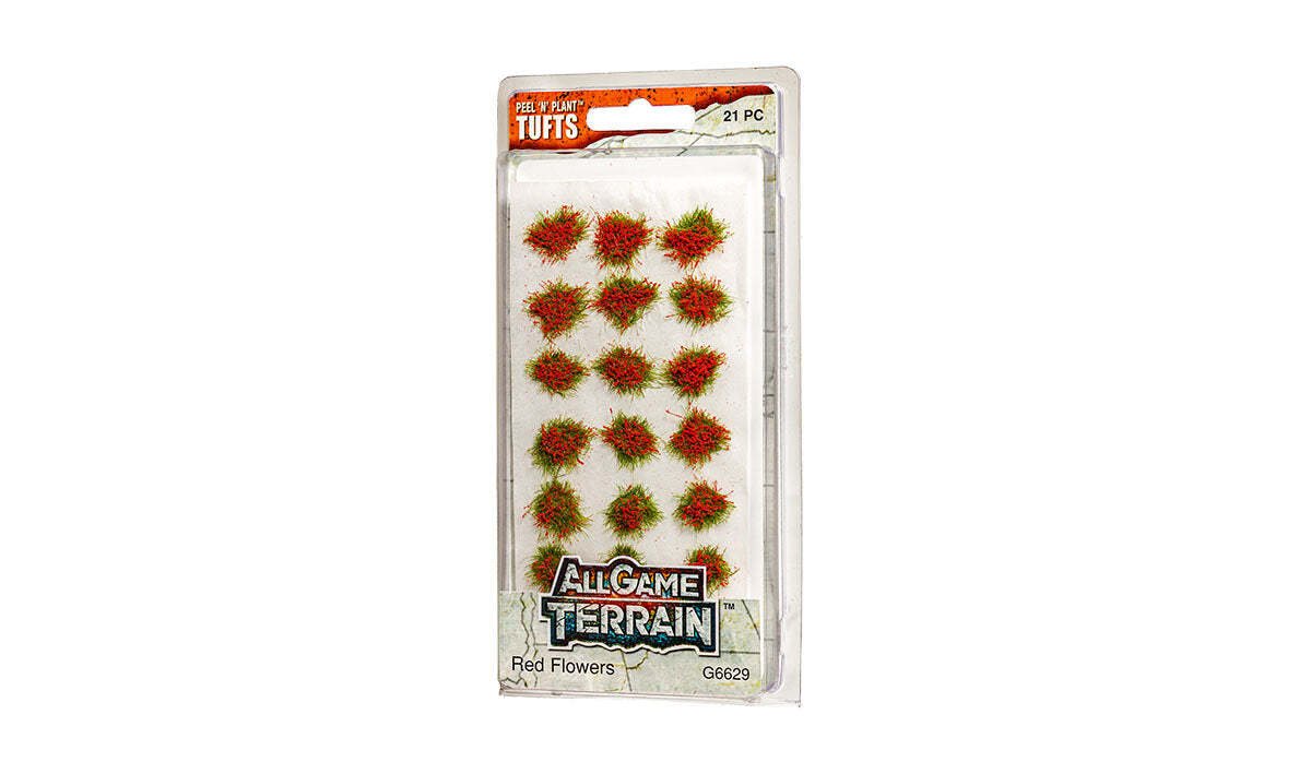 All Game Terrain - Peel 'n' Plant Tufts - Red Flowers - The Merri Artist - merriartist.com