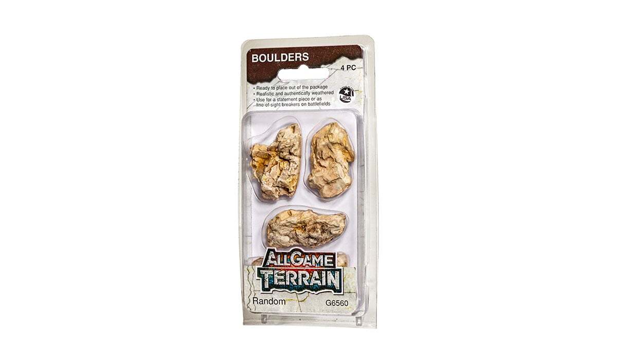 All Game Terrain - Random Boulders - 4 pack - The Merri Artist - merriartist.com