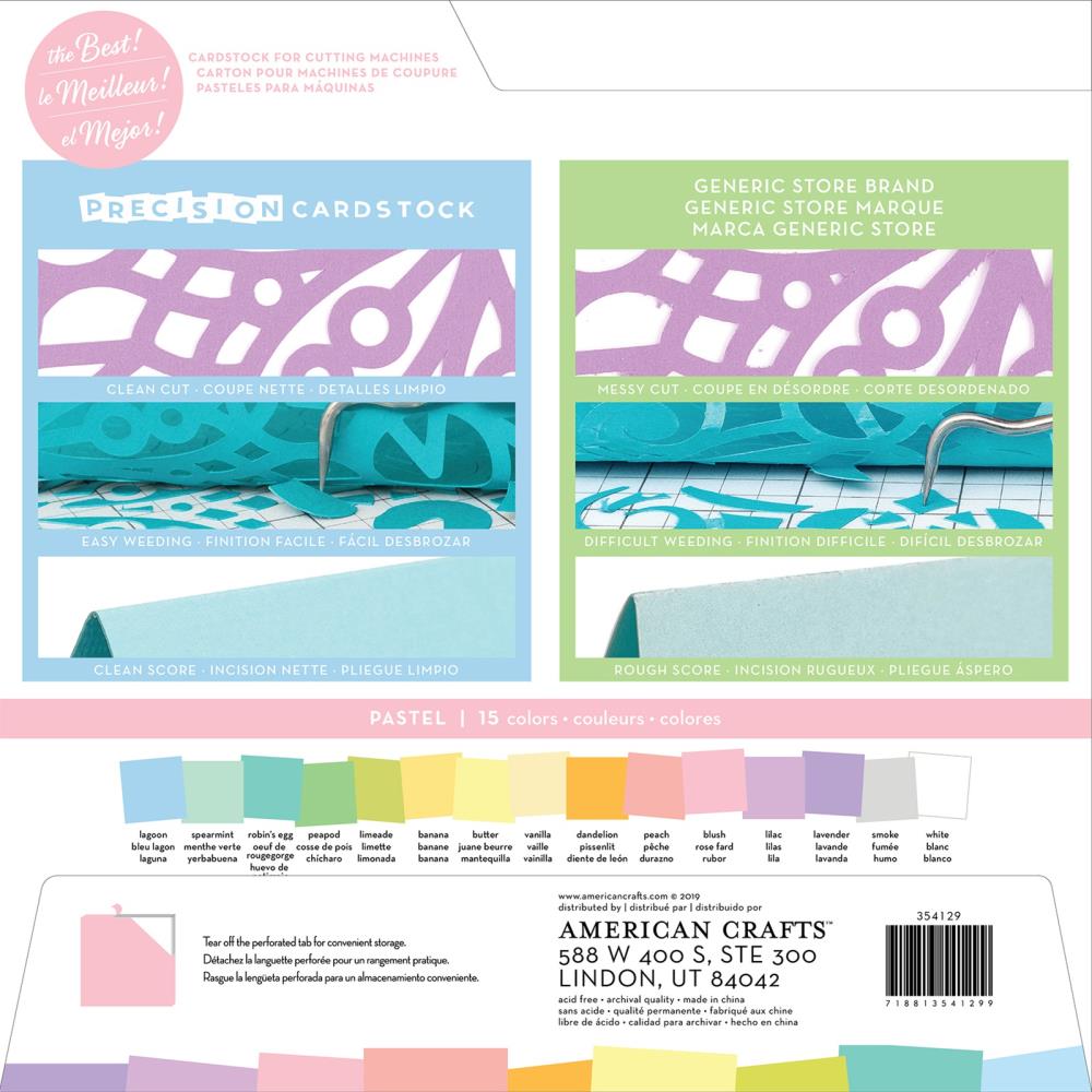 American Crafts Precision Cardstock Pack - Textured, Solid Core, 80lb 12"X12" Pack of 60 - Pastels - The Merri Artist - merriartist.com