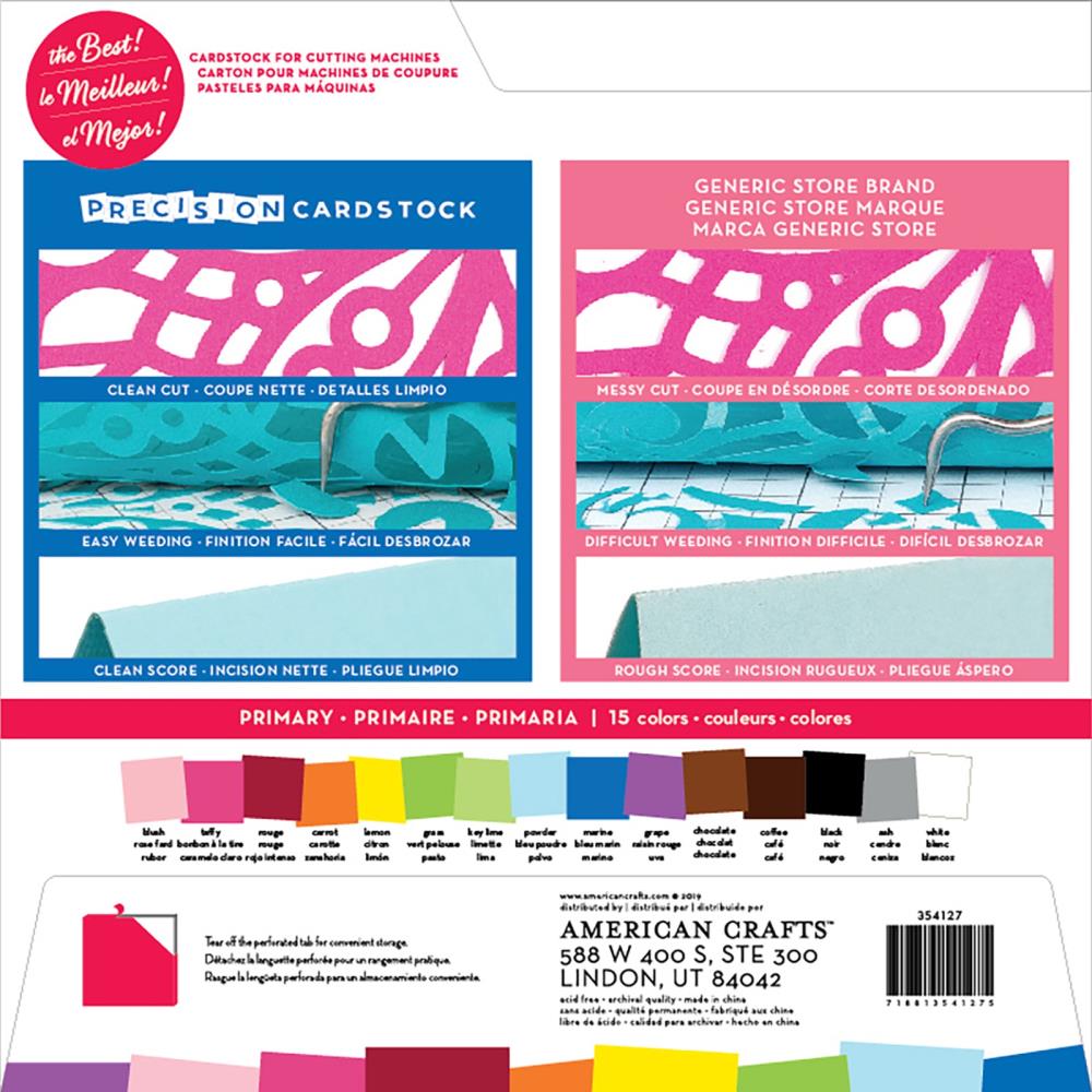 American Crafts Precision Cardstock Pack - Textured, Solid Core, 80lb 12"X12" Pack of 60 - Primary Colors - The Merri Artist - merriartist.com