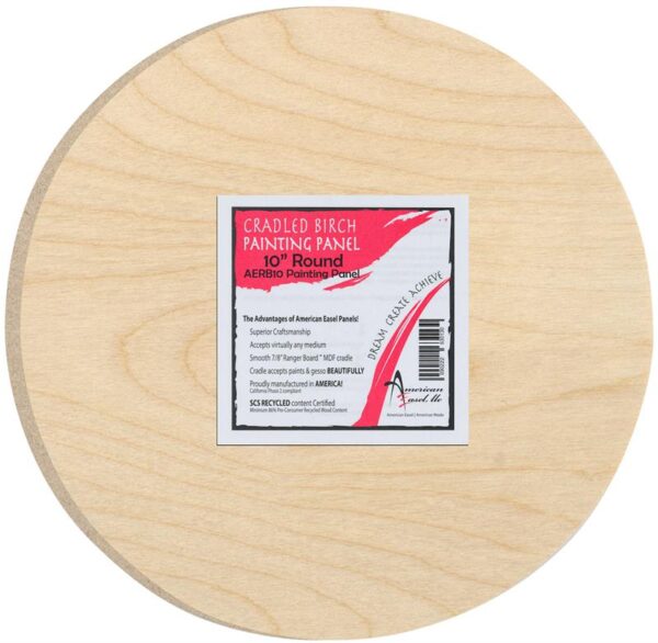 American Easel Cradled Birch Panel - 10 inch - Round - 7/8 inch Deep - The Merri Artist - merriartist.com