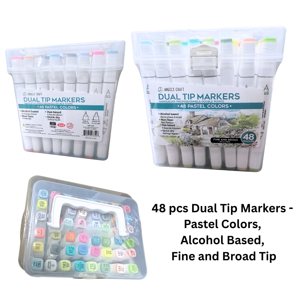Angels Craft Dual Tip Alcohol Ink Markers - 48 Color Set - Pastel Colors - The Merri Artist - merriartist.com