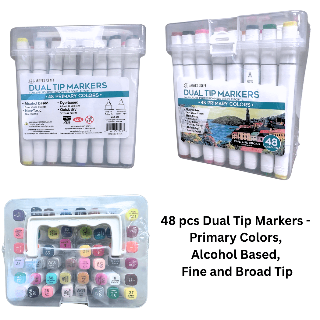 Angels Craft Dual Tip Alcohol Ink Markers - 48 Color Set - Primary Colors - The Merri Artist - merriartist.com