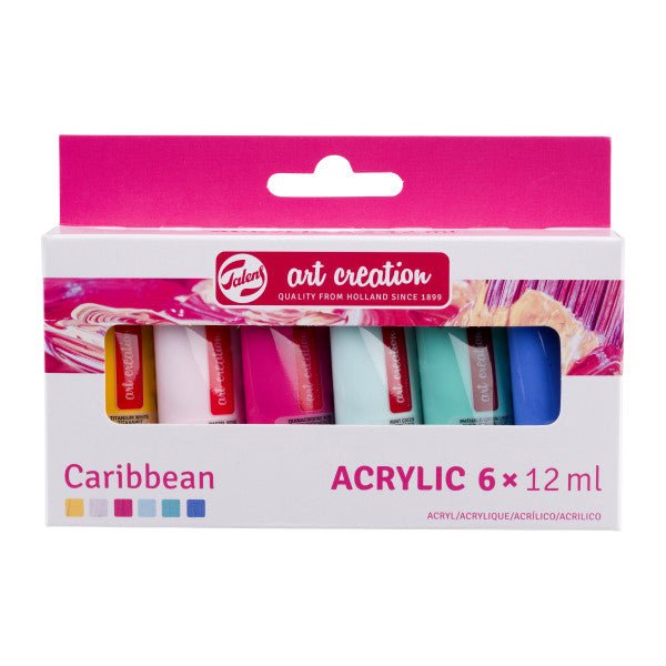 Art Creation Acrylic Paint 6 Color Set - 12 ml Tubes - Caribbean - The Merri Artist - merriartist.com