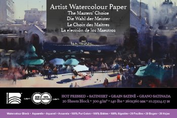 Baohong - The Masters Choice - Watercolor Paper Block - 20 sheets 10.23" x 14.17"- 140 lb Hot Press - The Merri Artist - merriartist.com