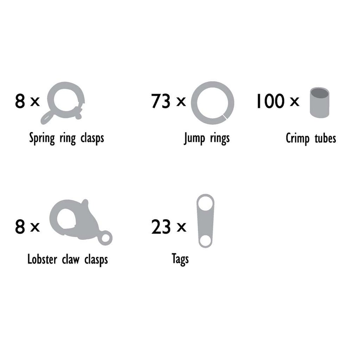 Basic Elements Findings 212 Piece Assortment - Silver Color (Clasps, Crimps, Jump Rings & More) - The Merri Artist - merriartist.com