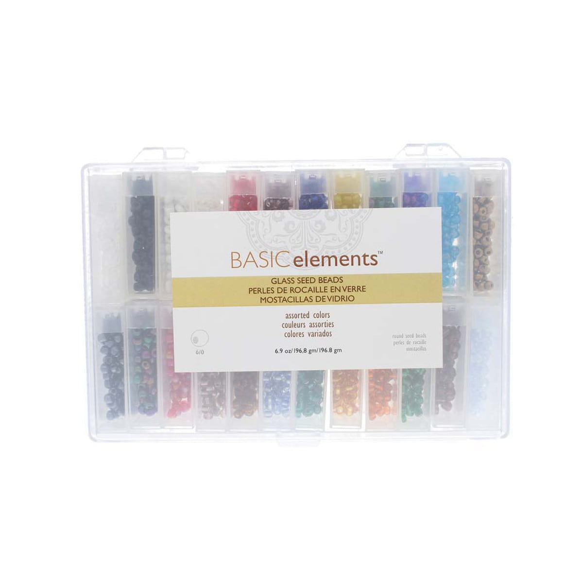 Beadsmith 6/0 Glass Seed Bead 6.9 oz Assortment with 24 flip top tubes in Storage Box - The Merri Artist - merriartist.com