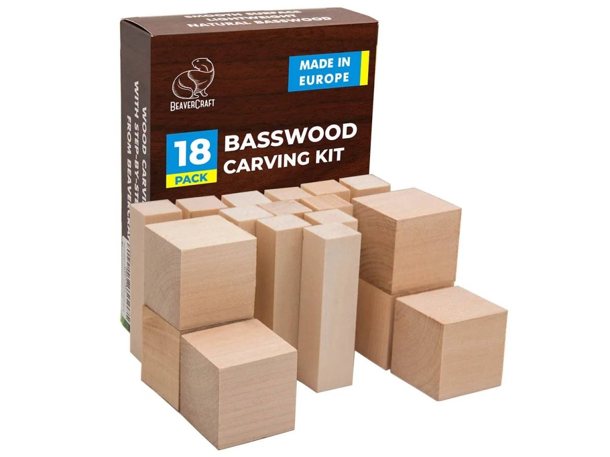 BeaverCraft - BW18 - Set of Basswood Carving Blocks 18pcs - The Merri Artist - merriartist.com