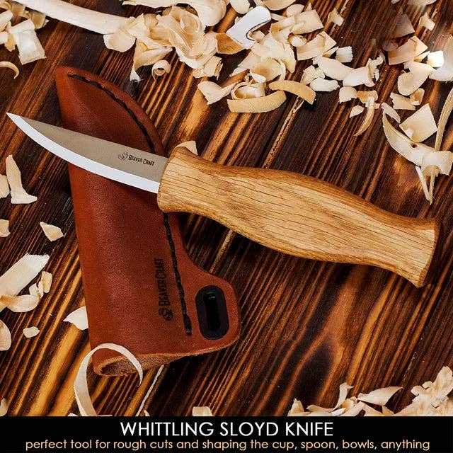 BeaverCraft - C4s - Whittling Knife with Leather Sheath Craft Tool - The Merri Artist - merriartist.com
