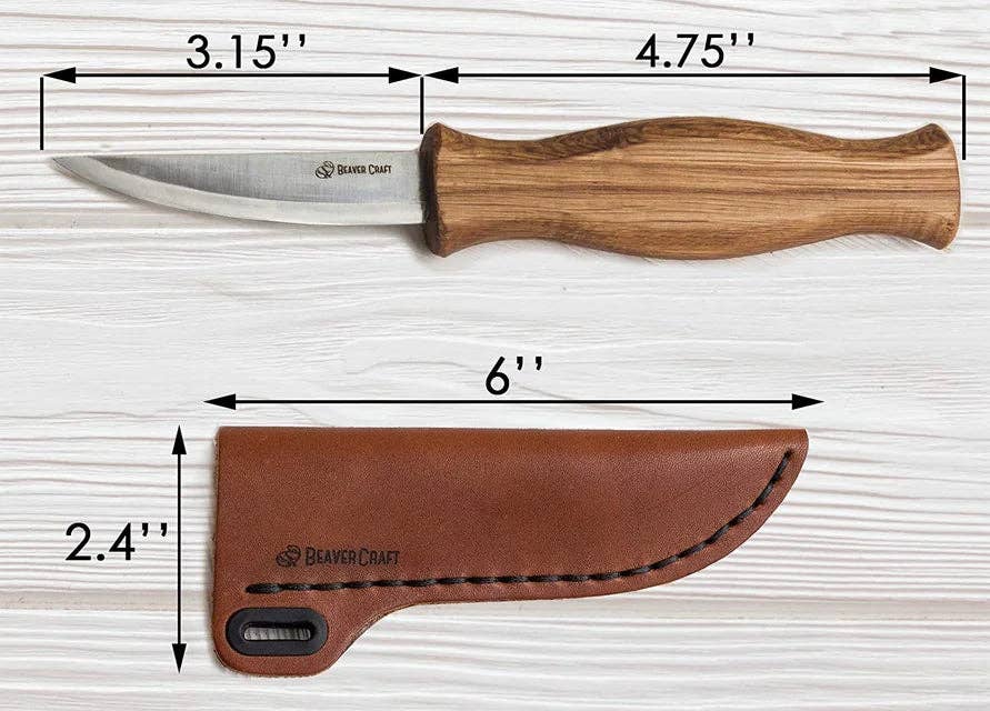 BeaverCraft - C4s - Whittling Knife with Leather Sheath Craft Tool - The Merri Artist - merriartist.com