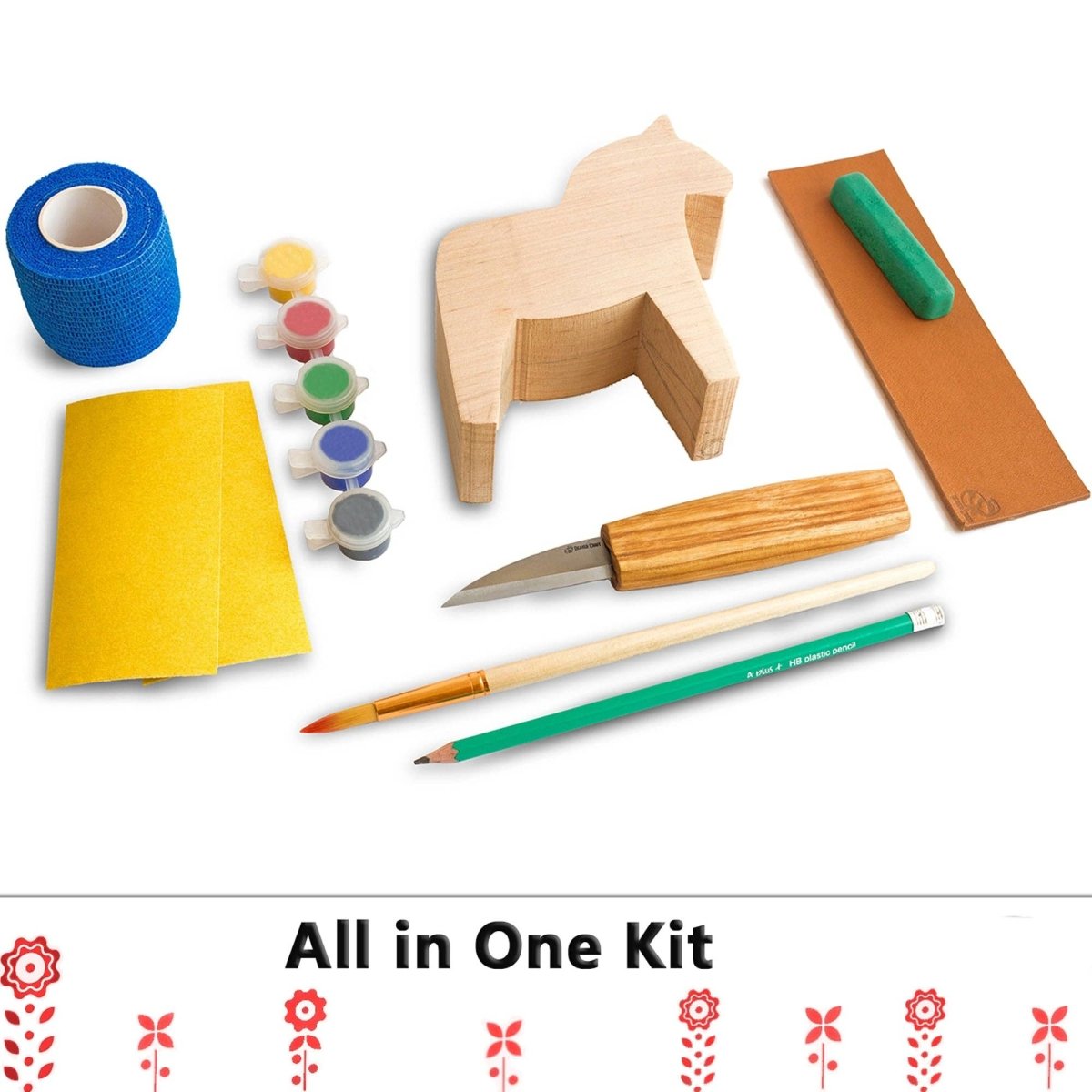 BeaverCraft - DIY02 - Dala Horse Carving Kit - Complete Starter Whittling - The Merri Artist - merriartist.com
