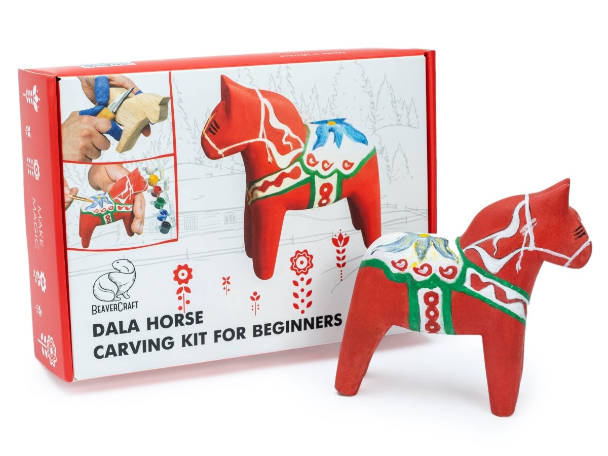 BeaverCraft - DIY02 - Dala Horse Carving Kit - Complete Starter Whittling - The Merri Artist - merriartist.com