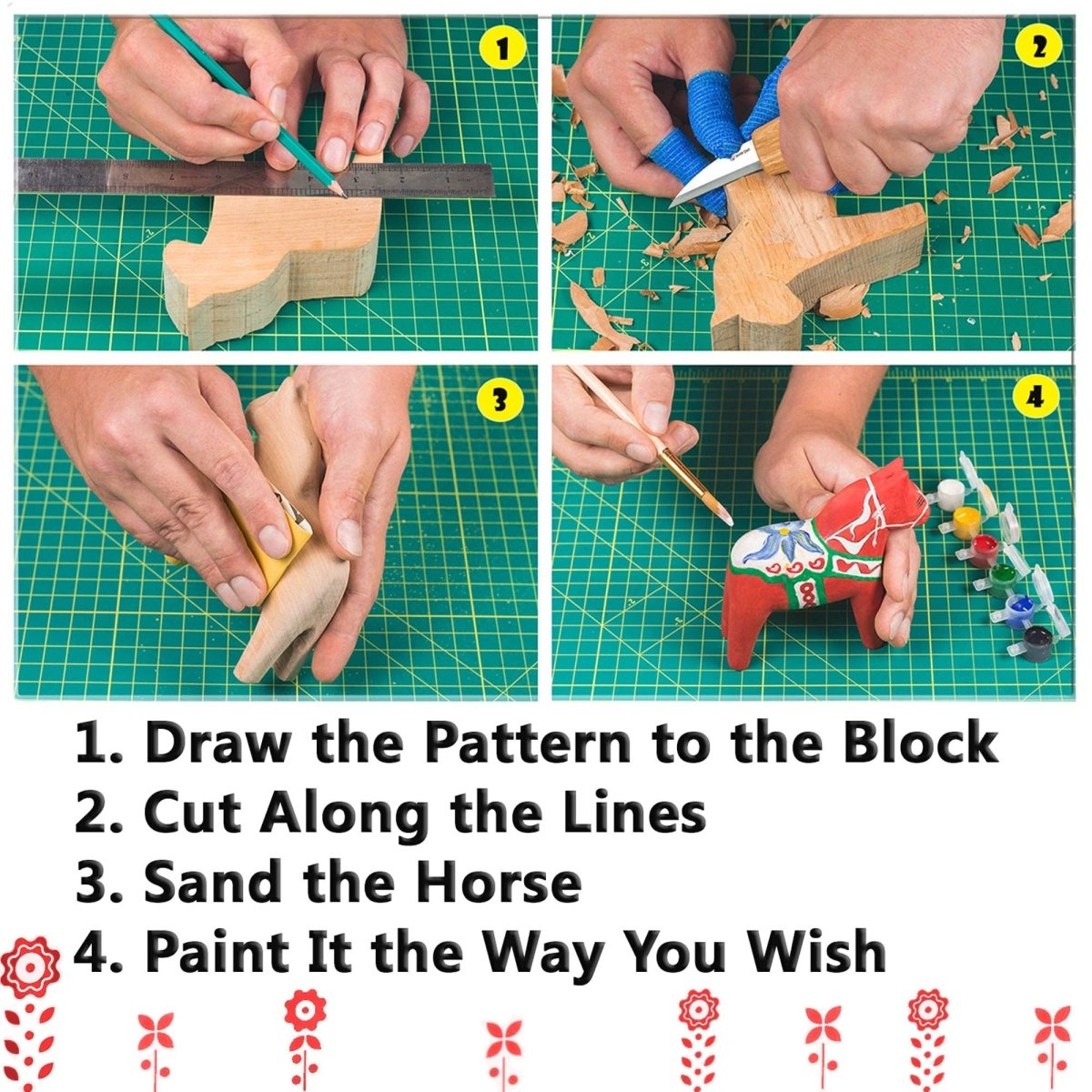 BeaverCraft - DIY02 - Dala Horse Carving Kit - Complete Starter Whittling - The Merri Artist - merriartist.com