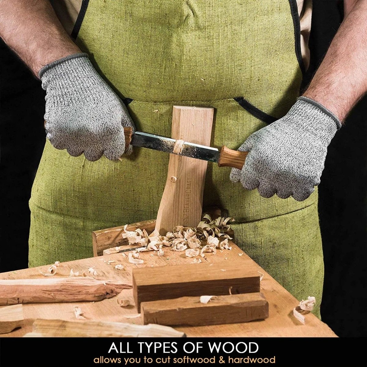 BeaverCraft - DK1S - Drawknife with Oak Handle in Leather Sheath - The Merri Artist - merriartist.com