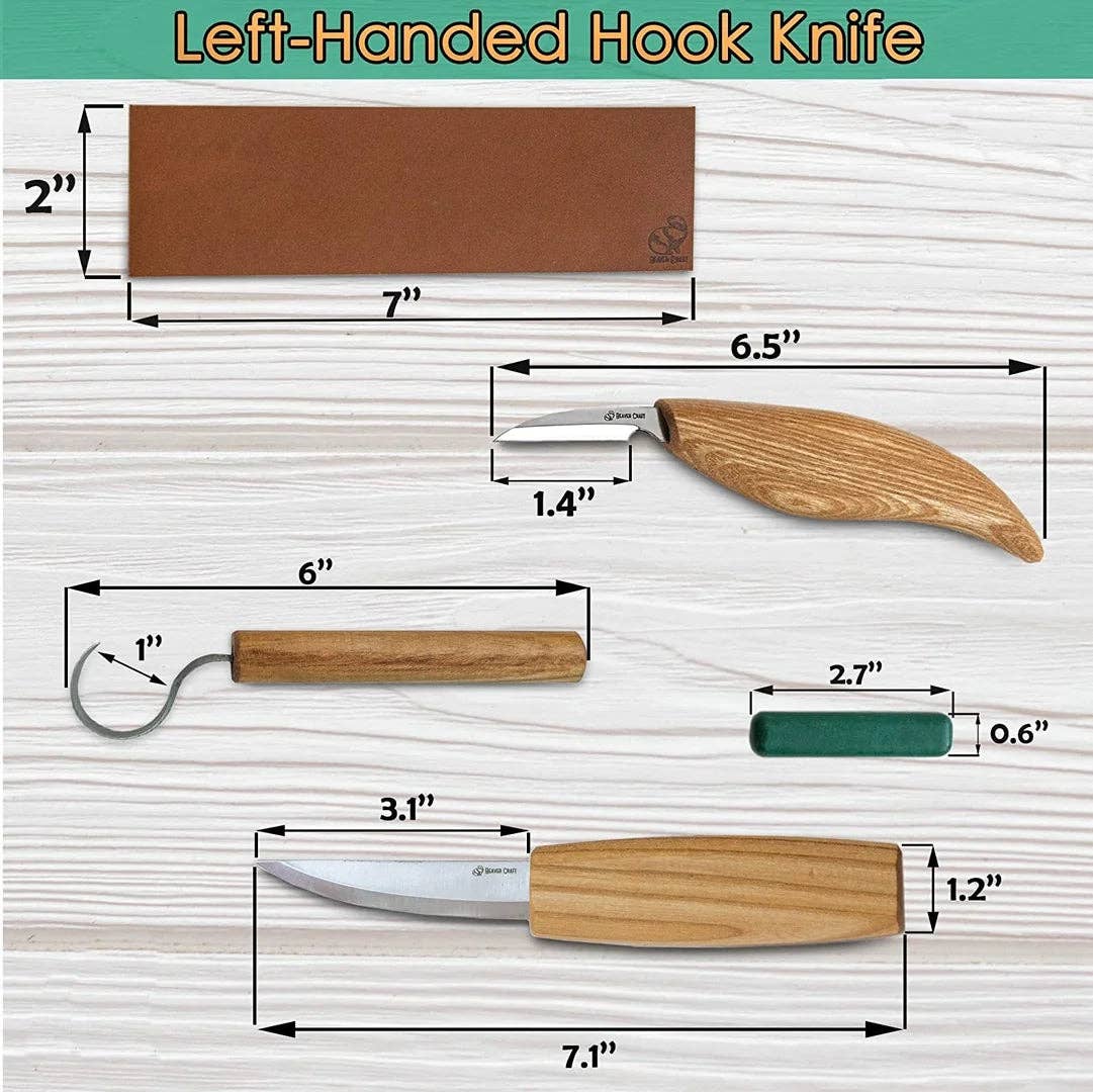BeaverCraft - S13L - Wood Carving Tool Set for Spoon Carving (Left handed) - The Merri Artist - merriartist.com