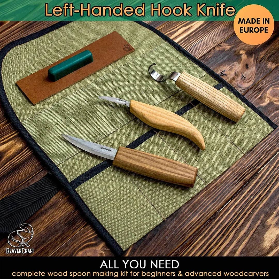 BeaverCraft - S13L - Wood Carving Tool Set for Spoon Carving (Left handed) - The Merri Artist - merriartist.com