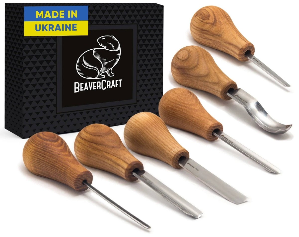 BeaverCraft - SC05 - Woodcarving Set With Palm Chisels - The Merri Artist - merriartist.com