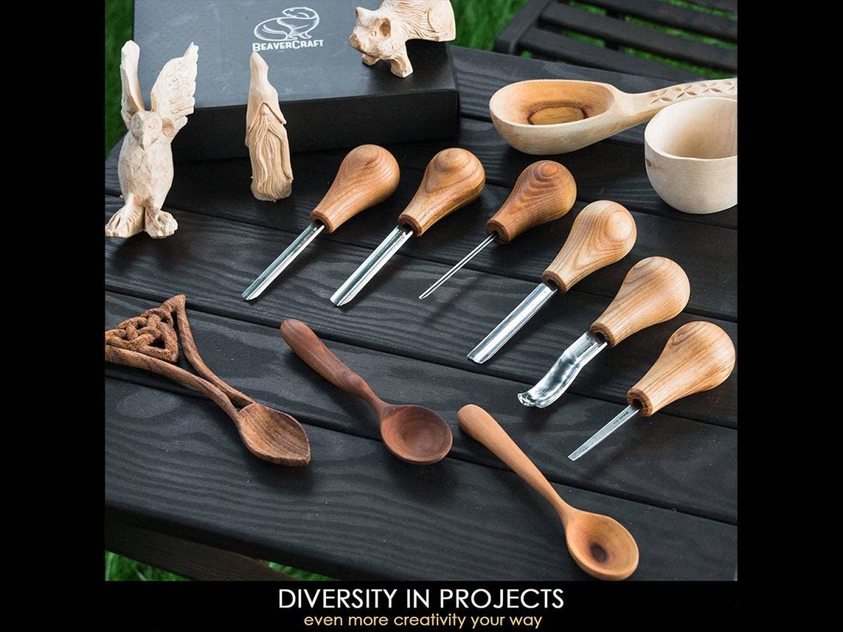 BeaverCraft - SC05 - Woodcarving Set With Palm Chisels - The Merri Artist - merriartist.com