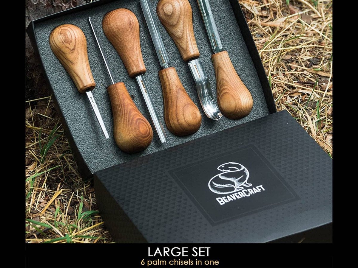 BeaverCraft - SC05 - Woodcarving Set With Palm Chisels - The Merri Artist - merriartist.com