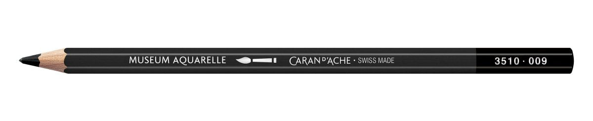 Caran d'Ache Museum Aquarelle Pencil - 009 Black - The Merri Artist - merriartist.com