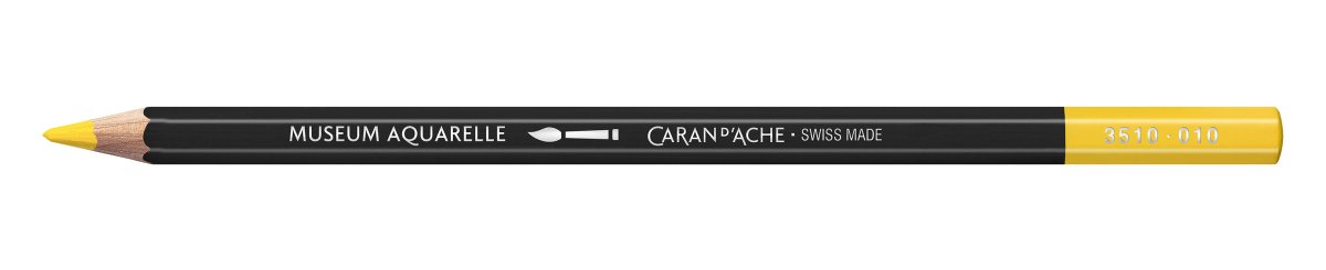 Caran d'Ache Museum Aquarelle Pencil - 010 Yellow - The Merri Artist - merriartist.com