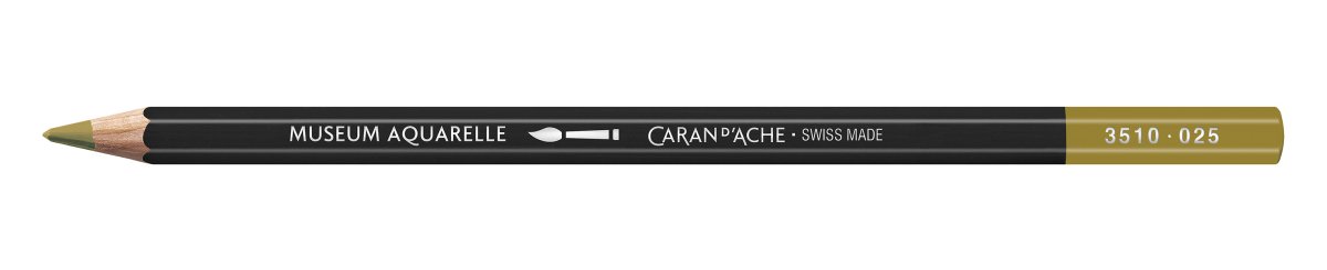 Caran d'Ache Museum Aquarelle Pencil - 025 Green Ochre - The Merri Artist - merriartist.com