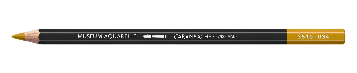 Caran d'Ache Museum Aquarelle Pencil - 034 Yellow Ochre - The Merri Artist - merriartist.com