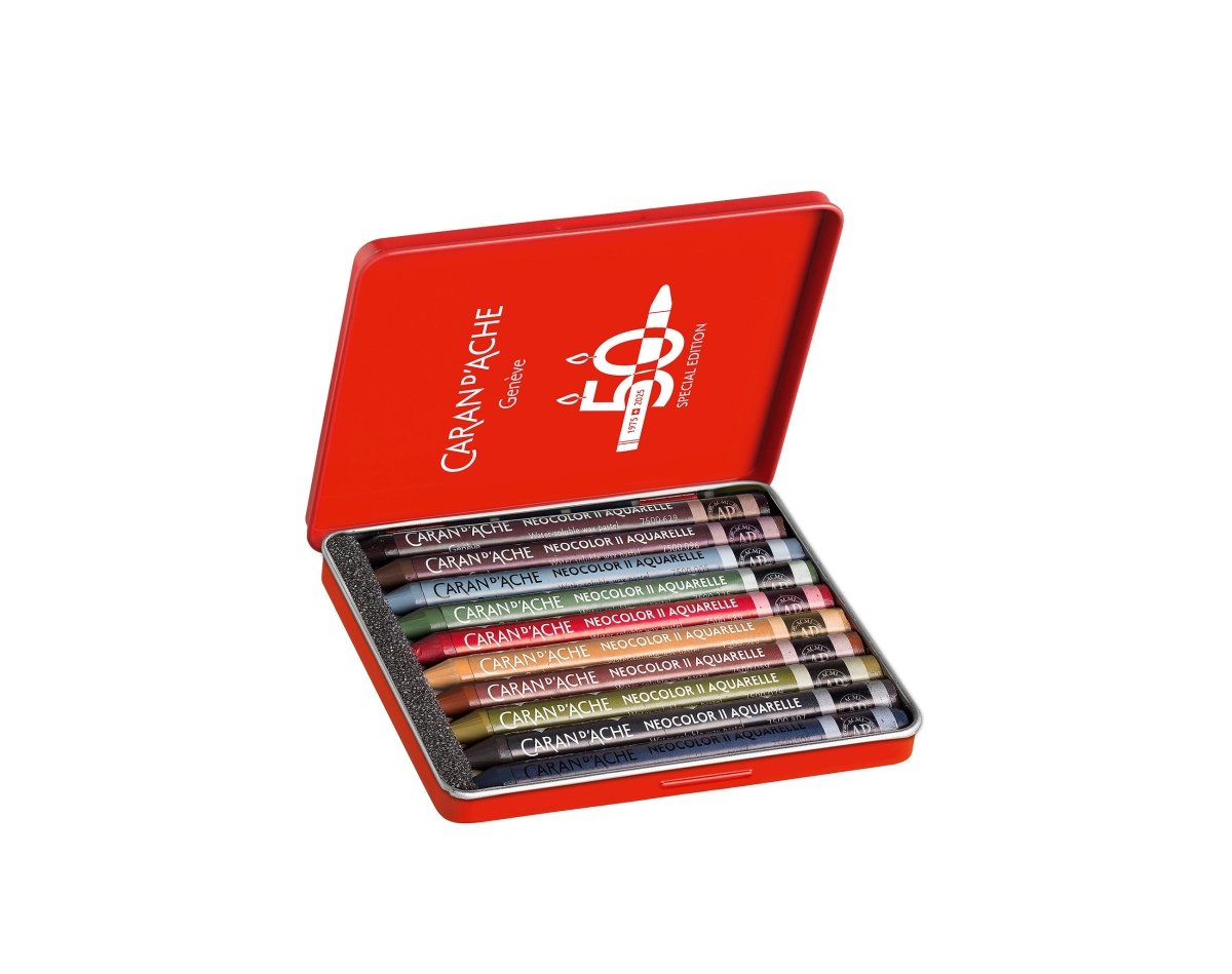 Caran d'Ache Neocolor II Artists' Crayons 50th Anniversary set of 10 - Dark Special Edition - The Merri Artist - merriartist.com