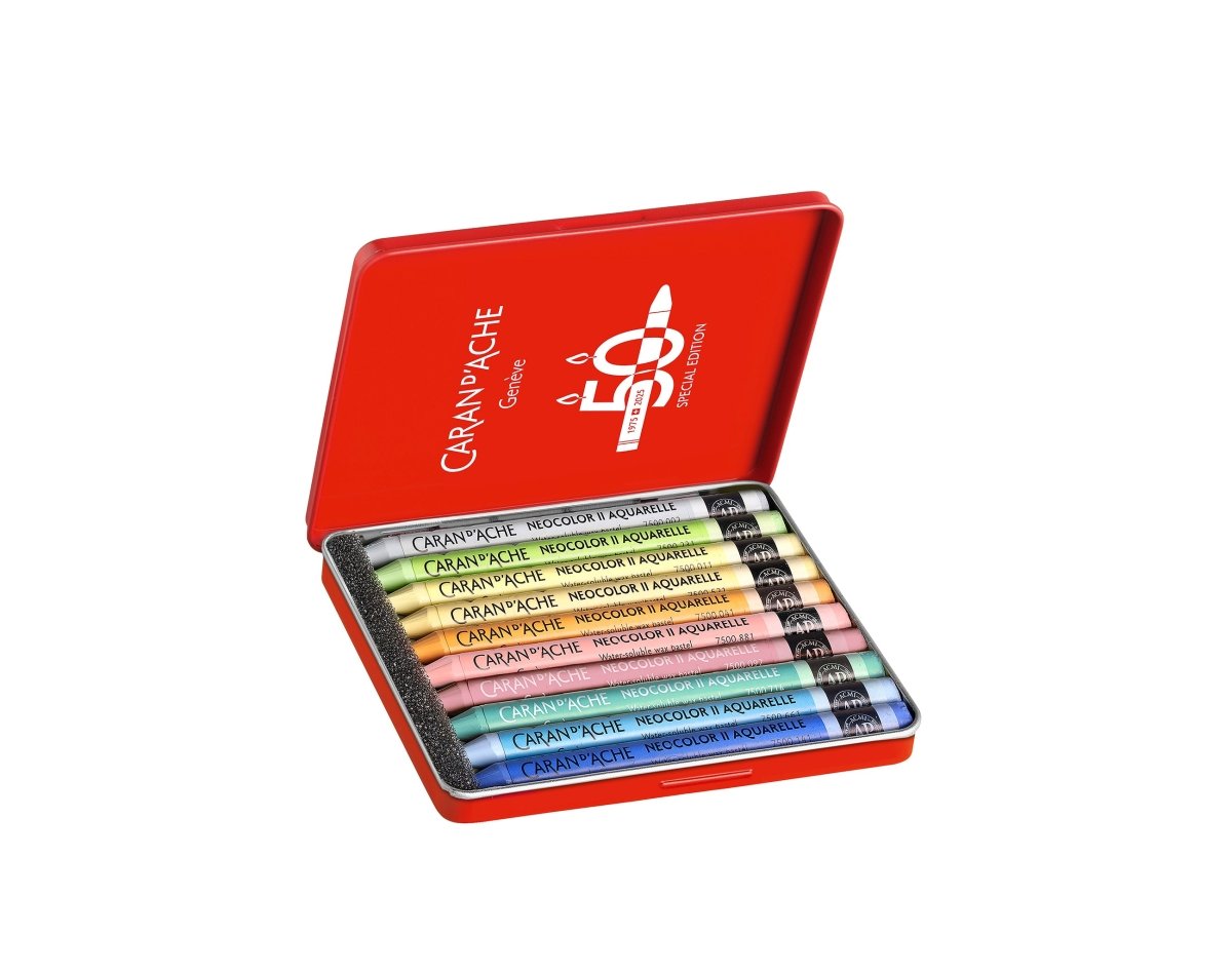 Caran d'Ache Neocolor II Artists' Crayons 50th Anniversary set of 10 - Pastel Special Edition - The Merri Artist - merriartist.com