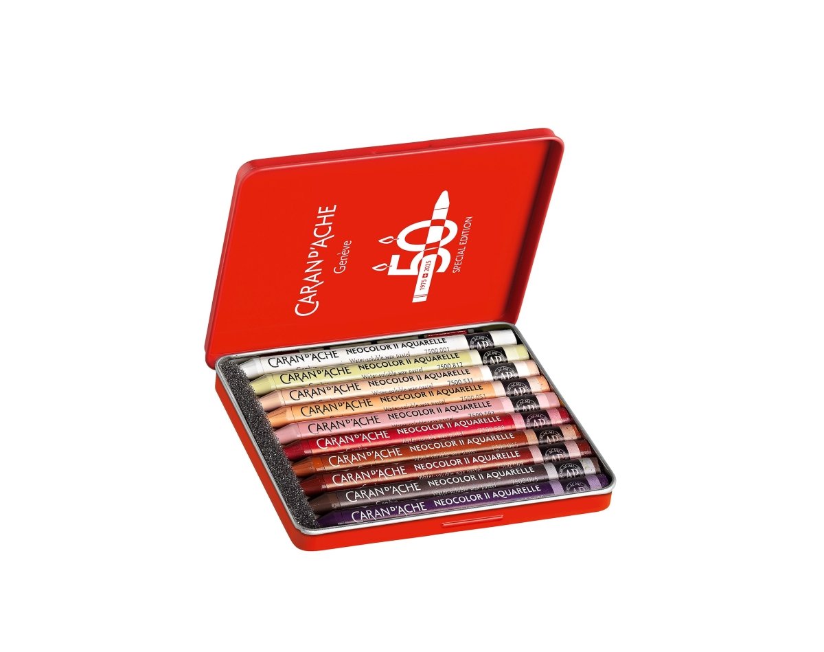 Caran d'Ache Neocolor II Artists' Crayons 50th Anniversary set of 10 - Portrait Special Edition - The Merri Artist - merriartist.com