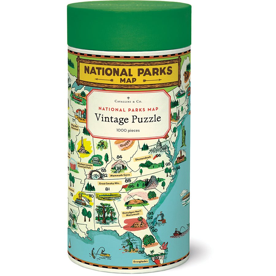 Cavallini & Co. Vintage Inspired 1000 Piece Puzzle - National Park Map - The Merri Artist - merriartist.com