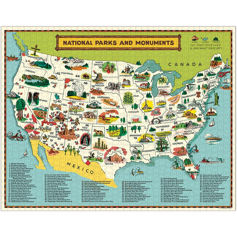 Cavallini & Co. Vintage Inspired 1000 Piece Puzzle - National Park Map - The Merri Artist - merriartist.com
