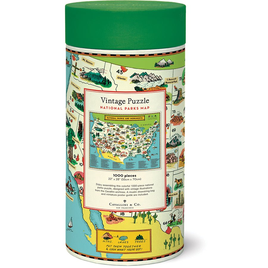Cavallini & Co. Vintage Inspired 1000 Piece Puzzle - National Park Map - The Merri Artist - merriartist.com