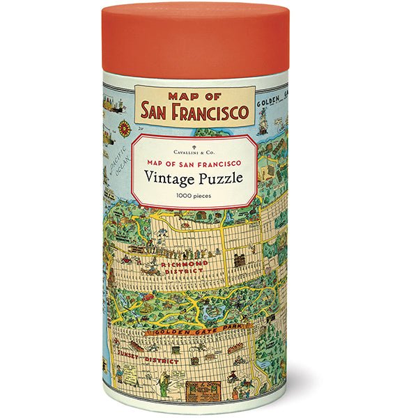 Cavallini & Co. Vintage Inspired 1000 Piece Puzzle - San Francisco Map - The Merri Artist - merriartist.com