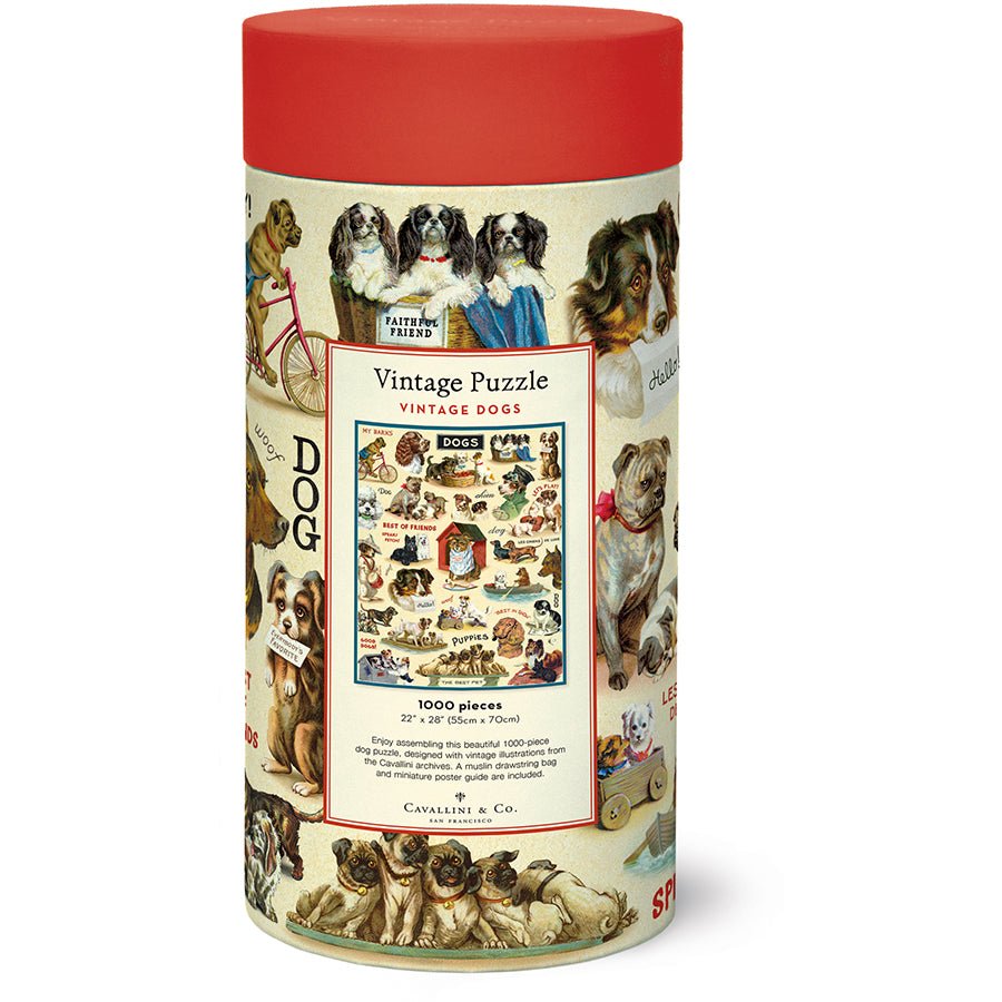 Cavallini & Co. Vintage Inspired 1000 Piece Puzzle - Vintage Dogs - The Merri Artist - merriartist.com