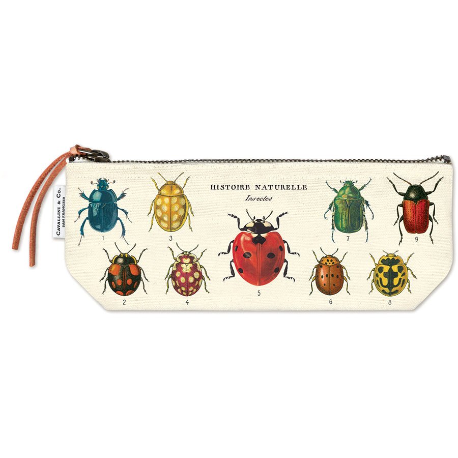 Cavallini & Co. Vintage Inspired Mini Pouch 4 x 9 inch - Insects - The Merri Artist - merriartist.com