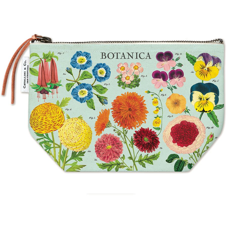 Cavallini & Co. Vintage Inspired Pouch 6 x 8.75 inch - Botanica 2 - The Merri Artist - merriartist.com