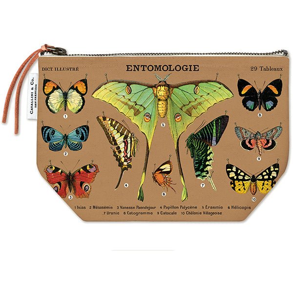 Cavallini & Co. Vintage Inspired Pouch 6 x 8.75 inch - Entomology - The Merri Artist - merriartist.com