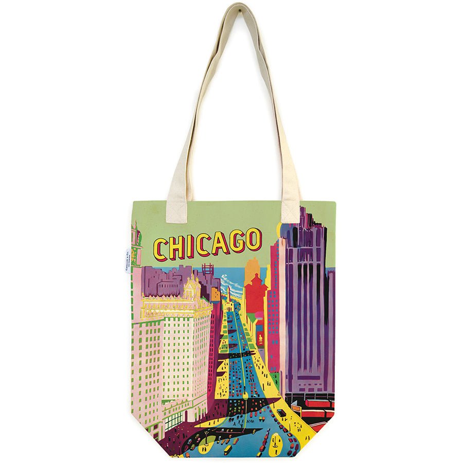 Cavallini & Co. Vintage Inspired Tote Bag - 13" x 16" (33 cm x 40.5 cm) - Chicago - The Merri Artist - merriartist.com