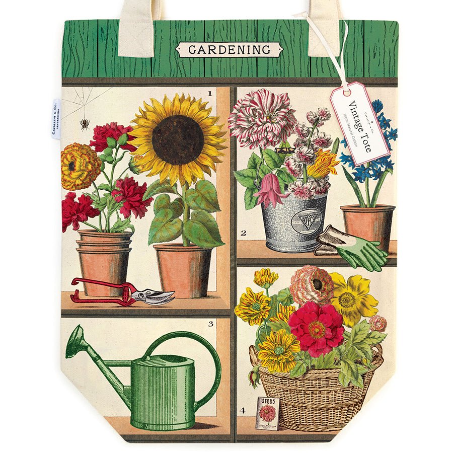 Cavallini & Co. Vintage Inspired Tote Bag - 13" x 16" (33 cm x 40.5 cm) - Gardening - The Merri Artist - merriartist.com