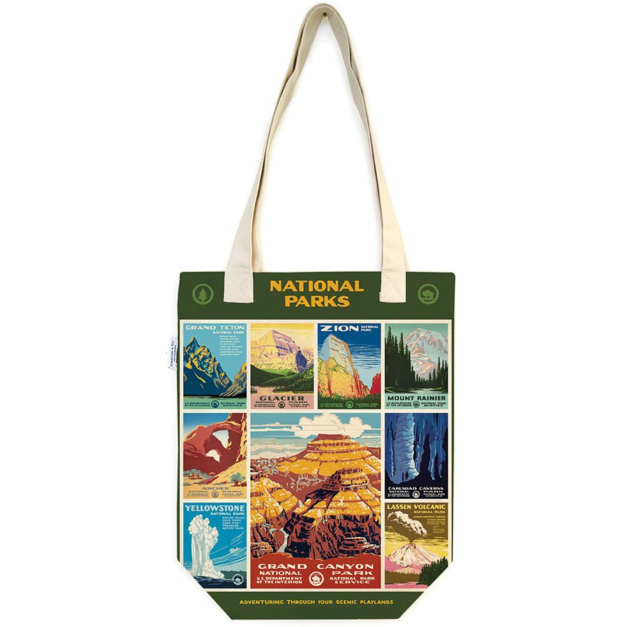 Cavallini & Co. Vintage Inspired Tote Bag - 13" x 16" (33 cm x 40.5 cm) - National Parks Posters - The Merri Artist - merriartist.com