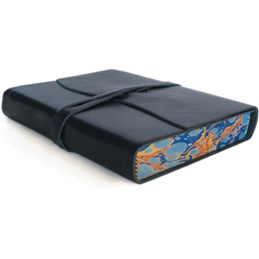 Cavallini Roma Lussa Handmade Italian Leather Journal - 416 Cream Unlined Pages - 5" X 7" - Blue - The Merri Artist - merriartist.com