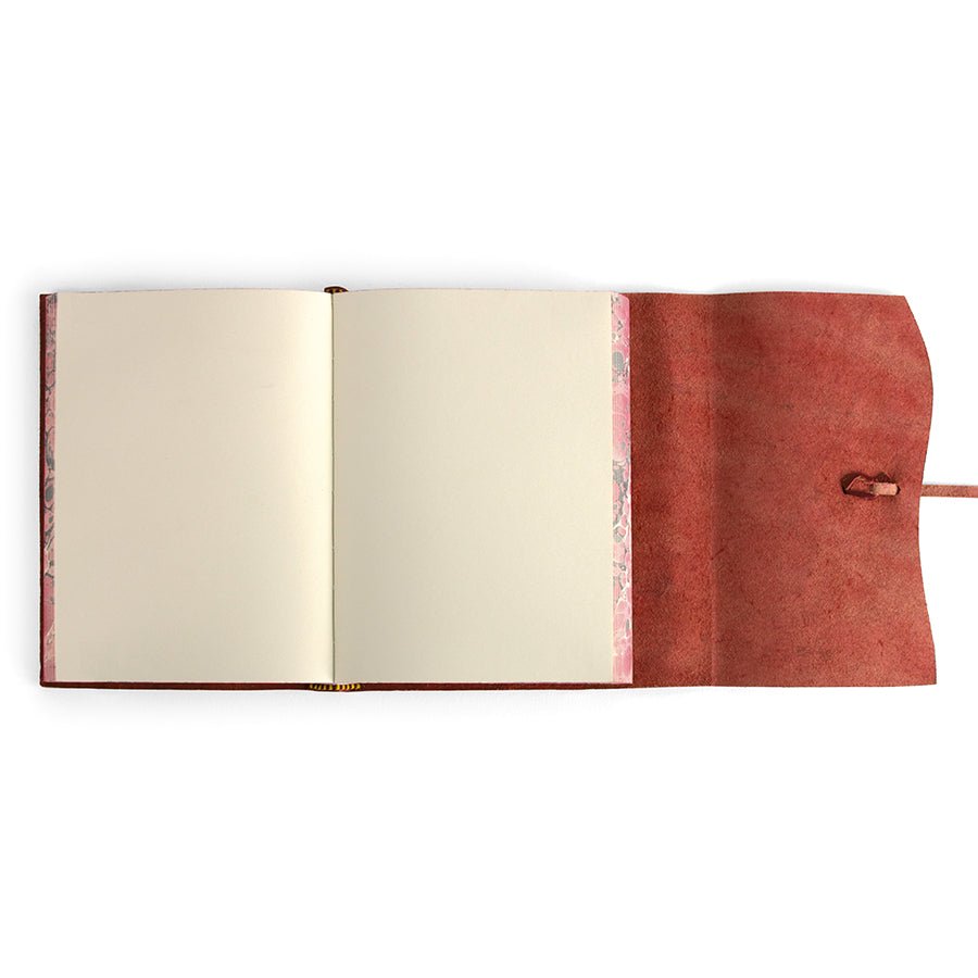 Cavallini Roma Lussa Handmade Italian Leather Journal - 416 Cream Unlined Pages - 6" X 8" - Red - The Merri Artist - merriartist.com
