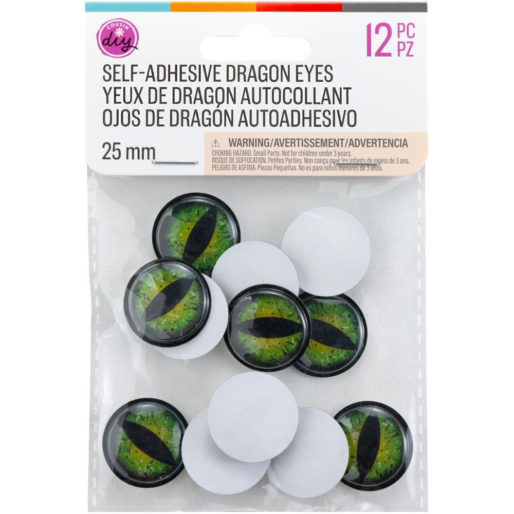 CousinDIY Adhesive Wiggle Eyes 25mm - Green Dragon Eyes - 12 Pack - The Merri Artist - merriartist.com