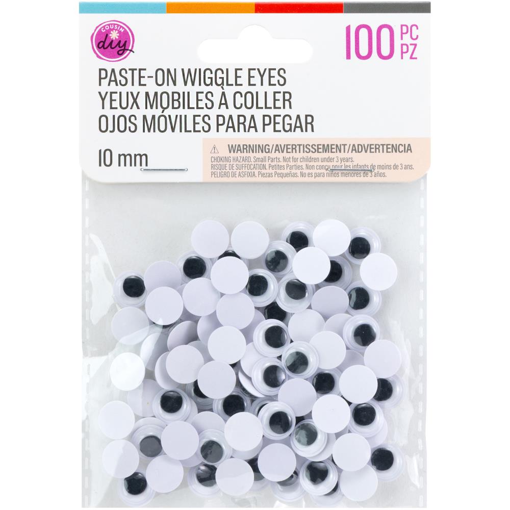 CousinDIY Paste - On Wiggle Eyes 10mm - Black - 100 Pack - The Merri Artist - merriartist.com